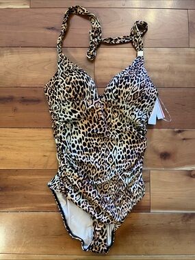 Victoria's Secret Leopard Print One-Piece Swimsuit - Tan/Black